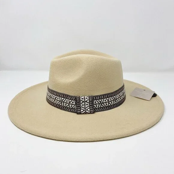 Cream Wide Brim Rancher Style Hat
